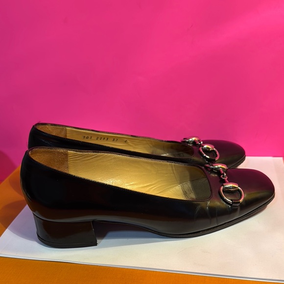 Gucci Black leather loafers size 37 Elegant Black Women's Loafers - Picture 9 of 12